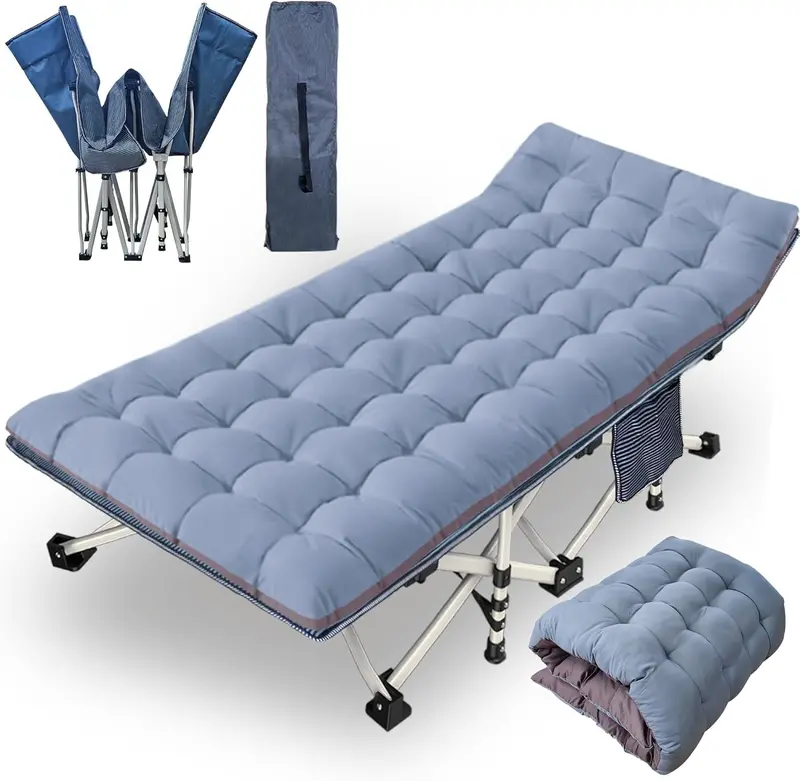 Dual-Use Folding Cot Set – Padded Twin-Size Mats for Adults or Kids, Space-Saving Home & Camp Solution