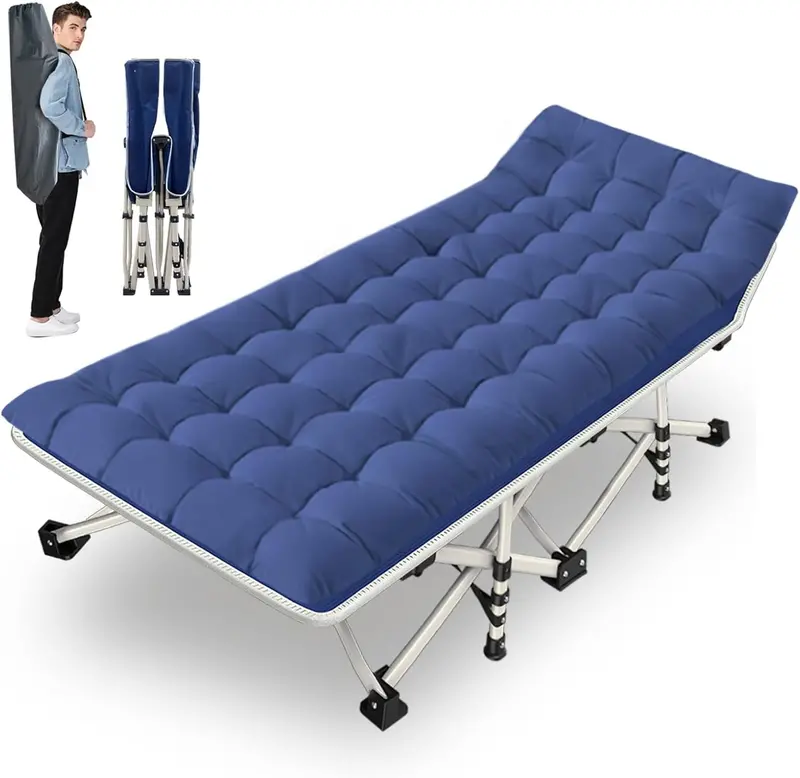 Dual-Use Folding Cot Set – Padded Twin-Size Mats for Adults or Kids, Space-Saving Home & Camp Solution