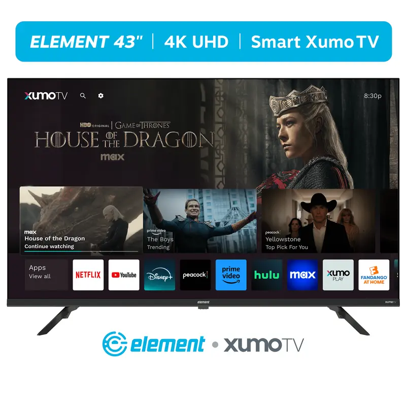 Element 43-Inch Xumo Smart TV – 4K Ultra HD Display with Dolby Vision, HDR, and High-Performance 120Hz Panel