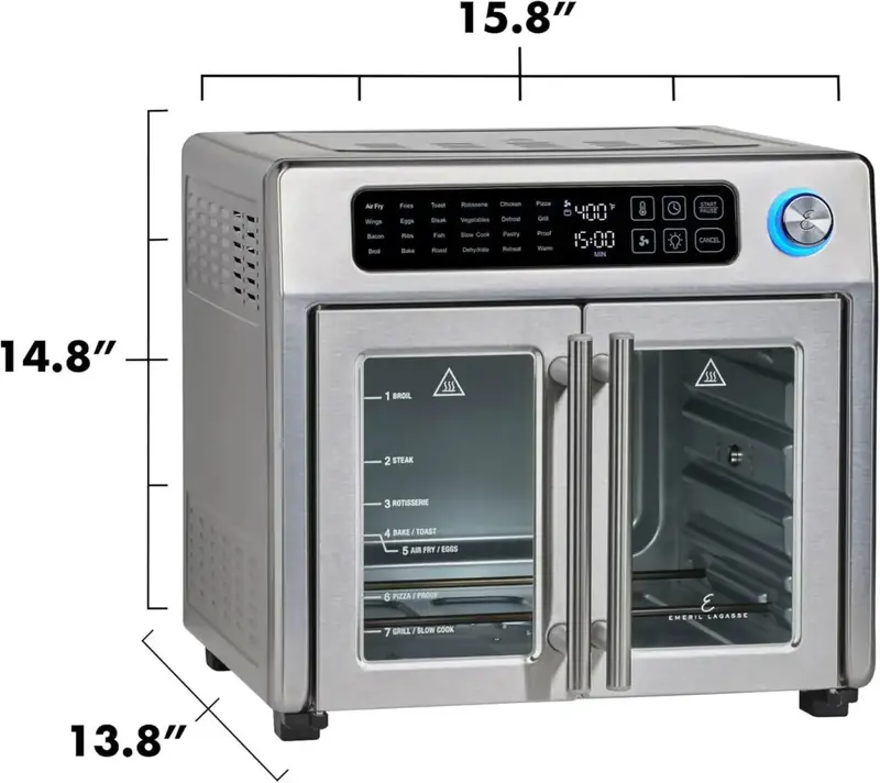 Emeril Lagasse 26-Quart Air Fryer Toaster Oven – French-Door Convection Countertop Oven, Stainless Steel Exterior 2