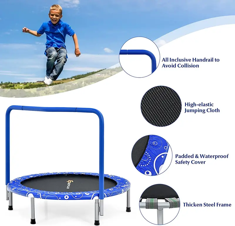Enclosed 36-Inch Kids’ Folding Trampoline – Safety-Padded Rebounder with Handle & Compact Design