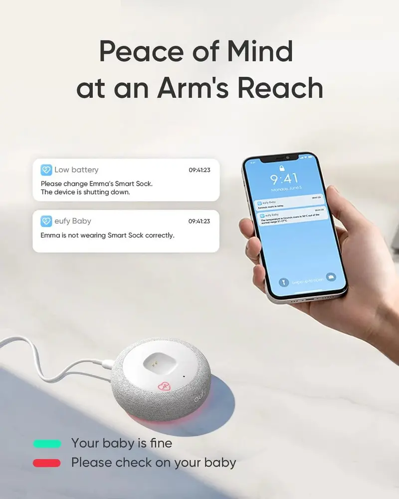 eufy Baby Smart Sock S320 – Wearable 2K HD Monitor with Real-Time Heart Rate & Oxygen Tracking