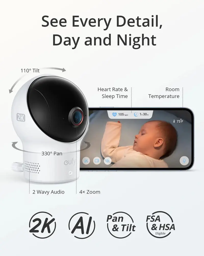 eufy Baby Smart Sock S320 Wearable Monitor – Pulse Oximetry, 2K HD Camera, and Instant Health Alerts