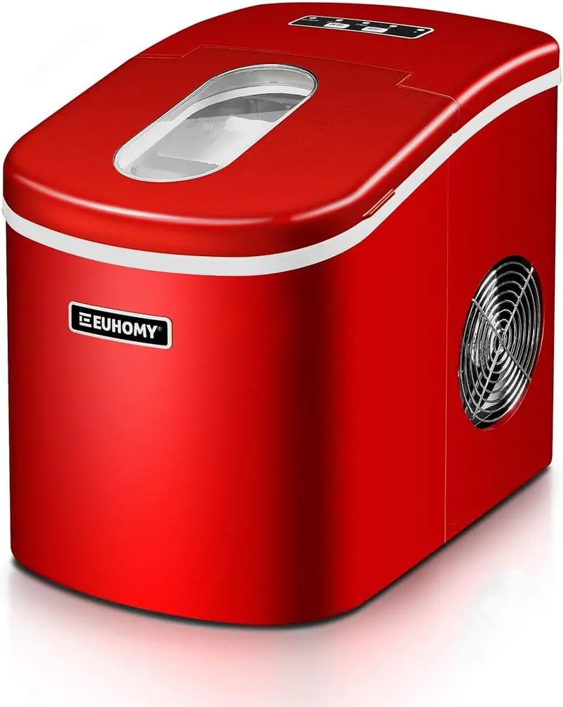 EUHOMY Countertop Sonic Nugget Ice Maker – 34 lbs/Day Rapid Ice Production with 7-Minute First-Ice Cycle, Self-Cleaning Function, and Premium Stainless Steel Housing