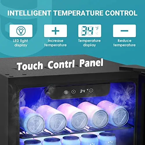 Euhomy Glass-Front Beverage Cooler – 126-Can Mini Fridge Ideal for Drinks and Snacks