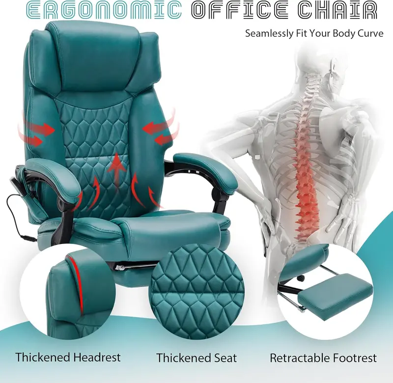 Executive Massage Office Chair – Heated Shiatsu Vibration, Footrest & Six-Point Therapy for Home or Office