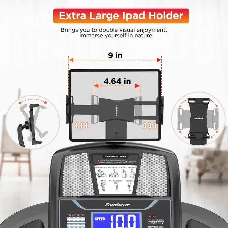 Famistar Compact Folding Treadmill – 15-Level Auto Incline, 300-Pound Weight Capacity, 10 MPH Top Speed