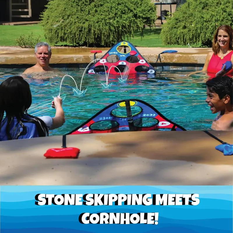 Floating Water Game Set – Combines Stone Skipping and Cornhole for Pool or Lake Play