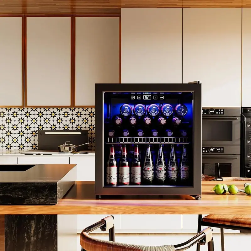 Freestanding 120-Can Glass-Door Beverage Cooler: Digital Temperature Display, 3.2 Cu. Ft. Capacity, Matte Black Finish 2