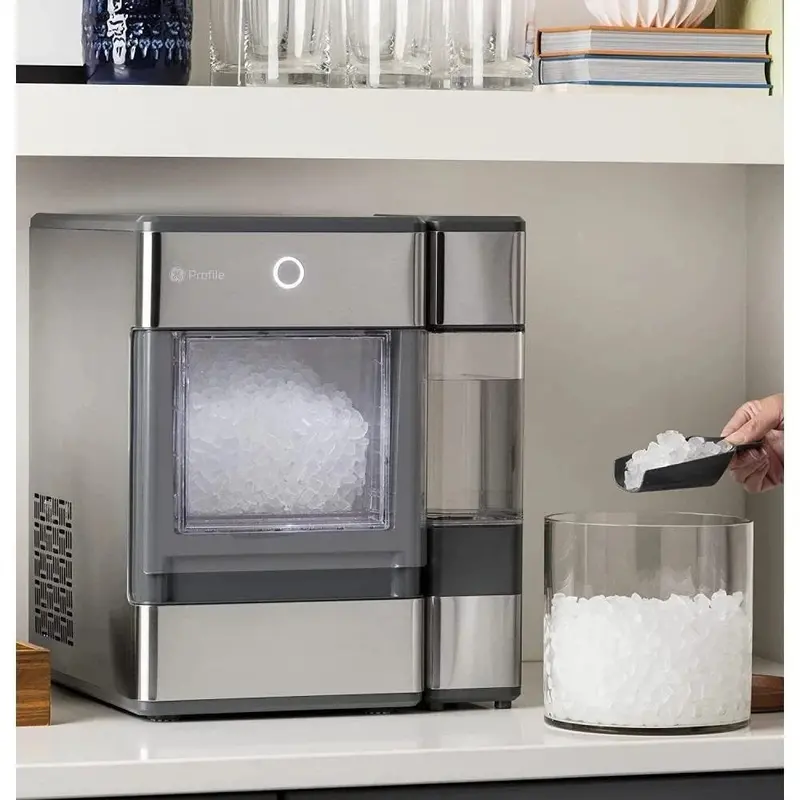 GE Profile OPAL01GEPKT Countertop Nugget Ice Maker – Sleek Stainless Steel Build with LED Lighting & Gray Accents (2025 Edition)