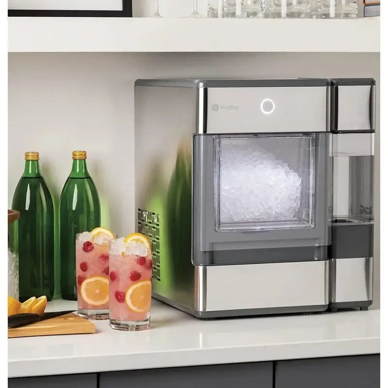GE Profile OPAL01GEPKT Countertop Nugget Ice Maker – Sleek Stainless Steel Build with LED Lighting & Gray Accents (2025 Edition)