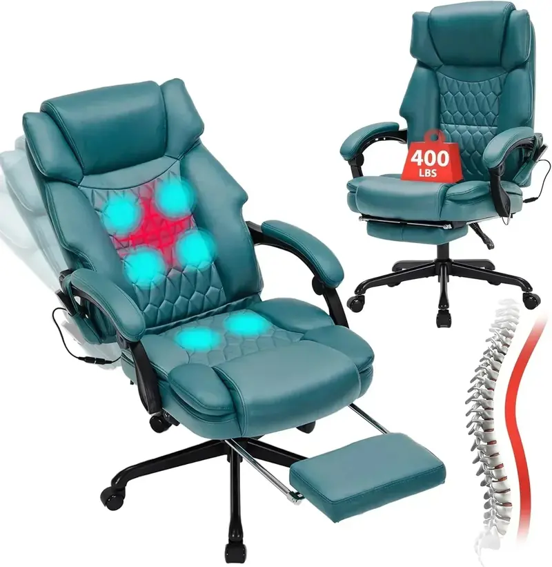 Heated Vibrating Office Chair – Six-Point Vibration, Warm Seat, and Extendable Footrest