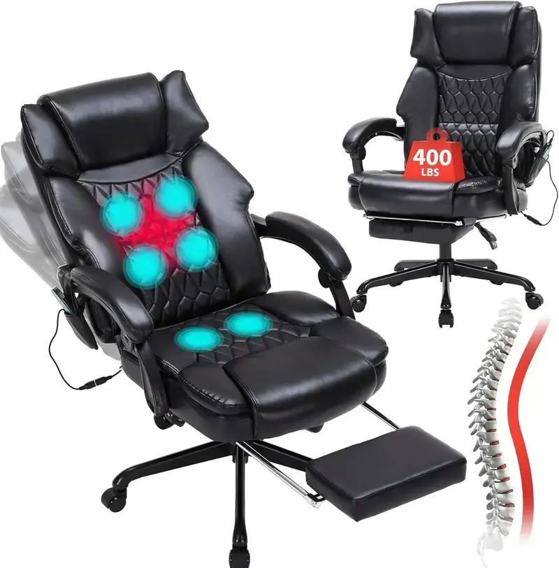 Heated Vibrating Office Chair – Six-Point Vibration, Warm Seat, and Extendable Footrest