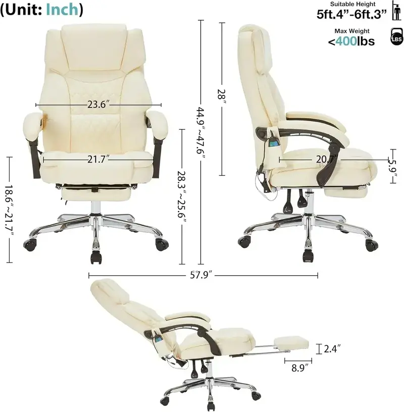 Heated Vibrating Office Chair – Six-Point Vibration, Warm Seat, and Extendable Footrest