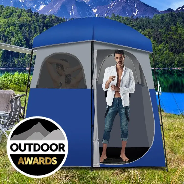 Heavy-Duty Double-Room Camping Privacy Shelter – Multi-Function Shower & Toilet Tent with Integrated Carry Bag