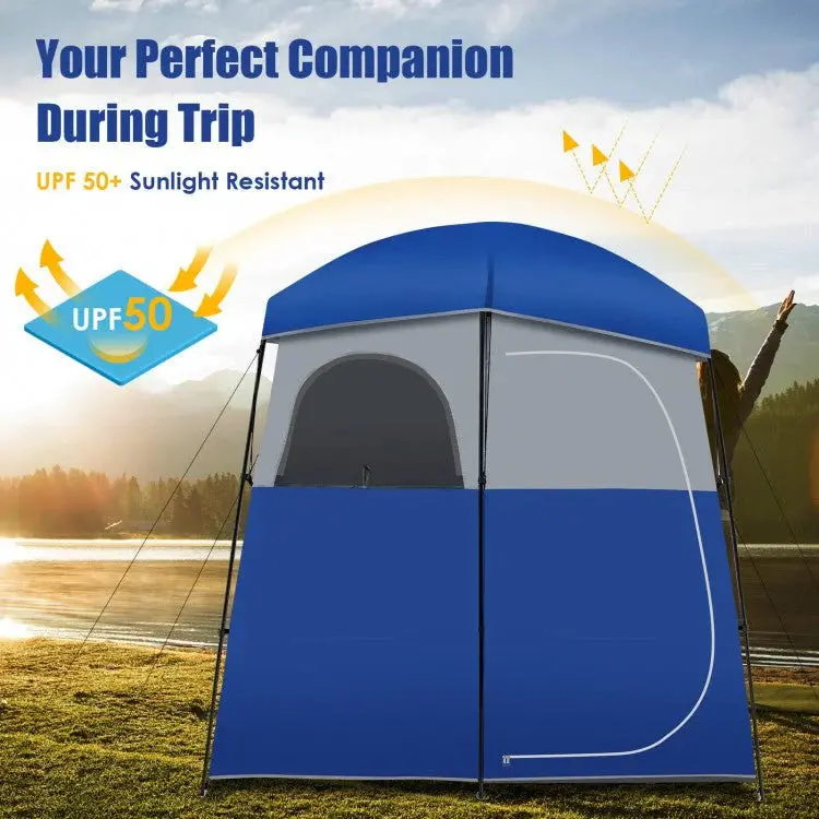 Heavy-Duty Double-Room Camping Privacy Shelter – Multi-Function Shower & Toilet Tent with Integrated Carry Bag