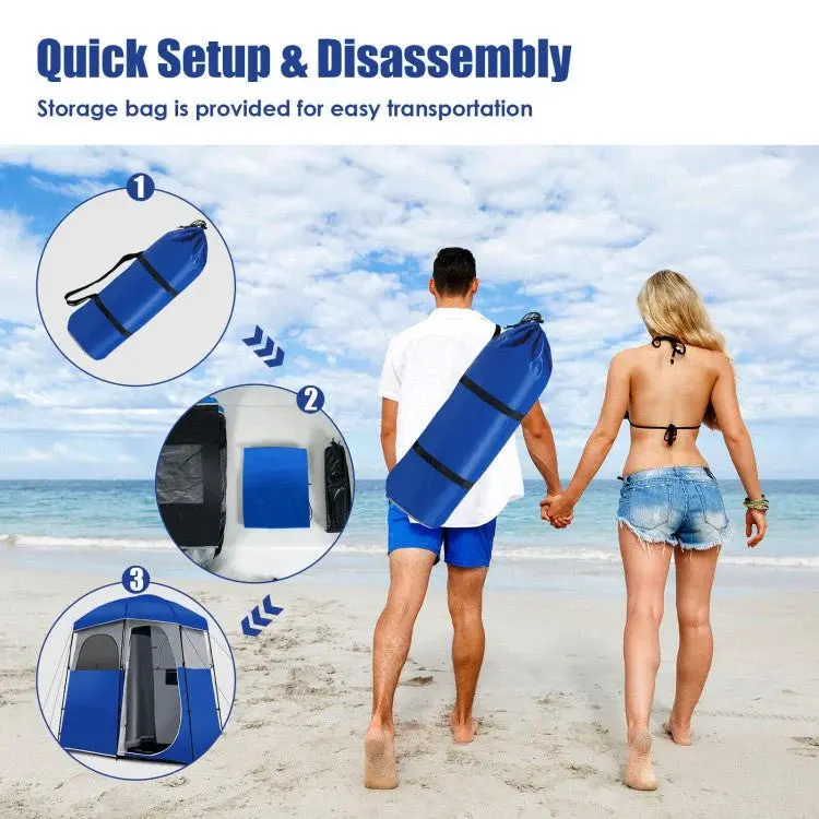 Heavy-Duty Double-Room Camping Privacy Shelter – Multi-Function Shower & Toilet Tent with Integrated Carry Bag