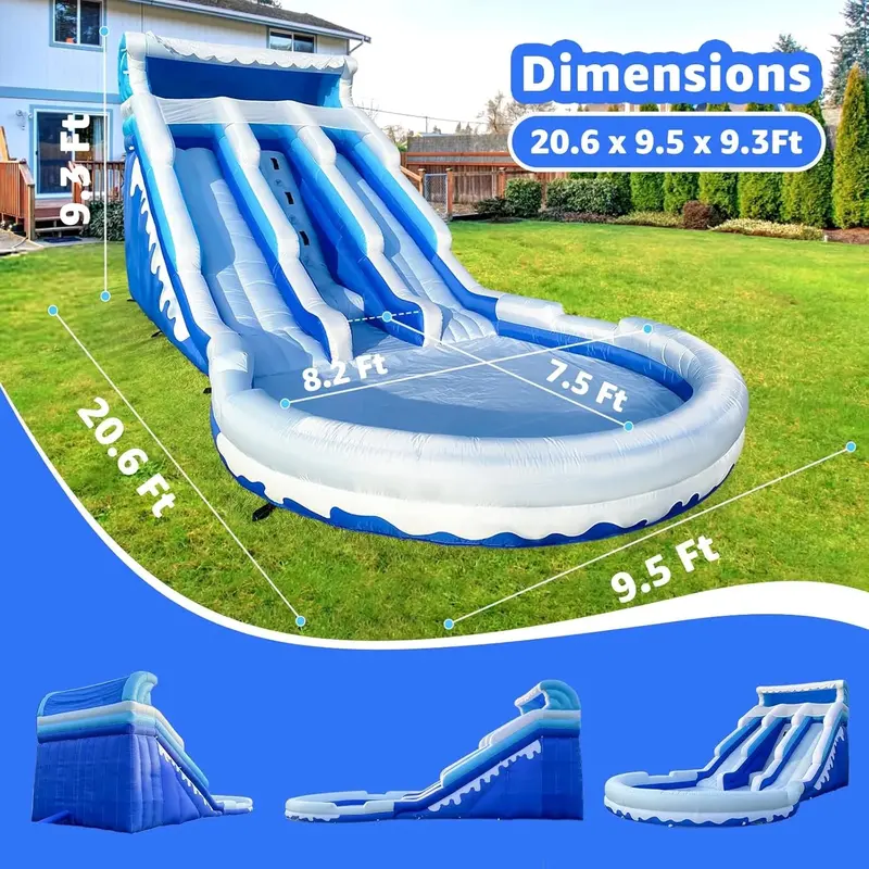 Heavy-Duty Inflatable Water Slide and Bounce Combo – 20.6 ft L × 9.5 ft W × 9.3 ft H 2