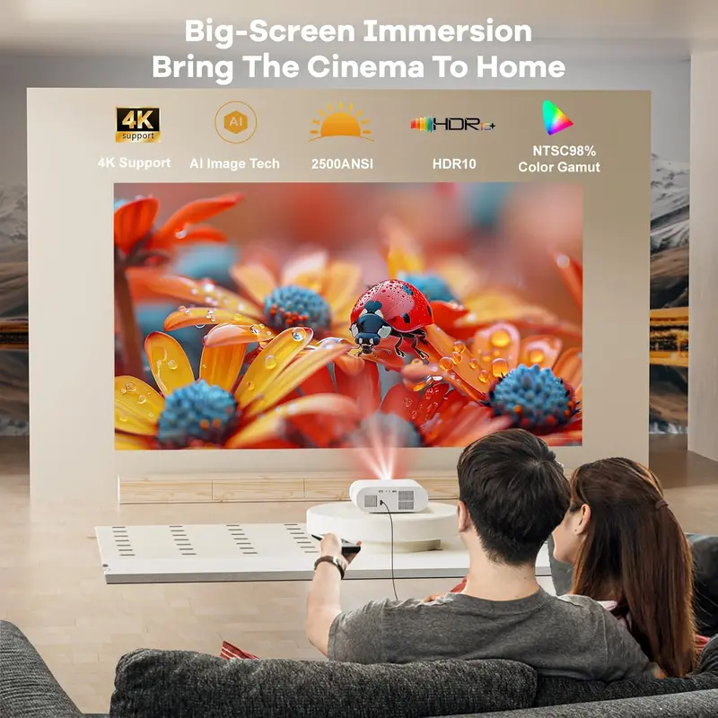 High-Brightness 4K Google TV Projector: 2500 ANSI Lumens, AI-Powered Focus, Auto Lens Cap, and 4D Keystone