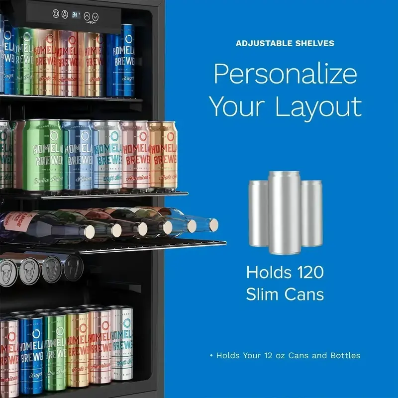 hOmeLabs Glass-Door Beverage Center – Space-Saving Mini Fridge for Soda, Beer, and Wine Storage