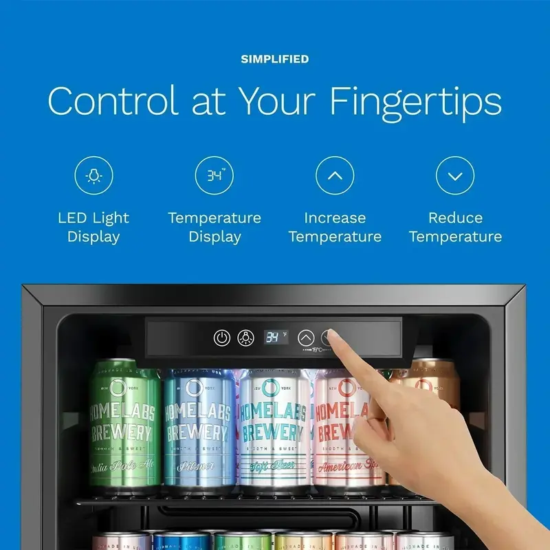 hOmeLabs Glass-Door Beverage Center – Space-Saving Mini Fridge for Soda, Beer, and Wine Storage