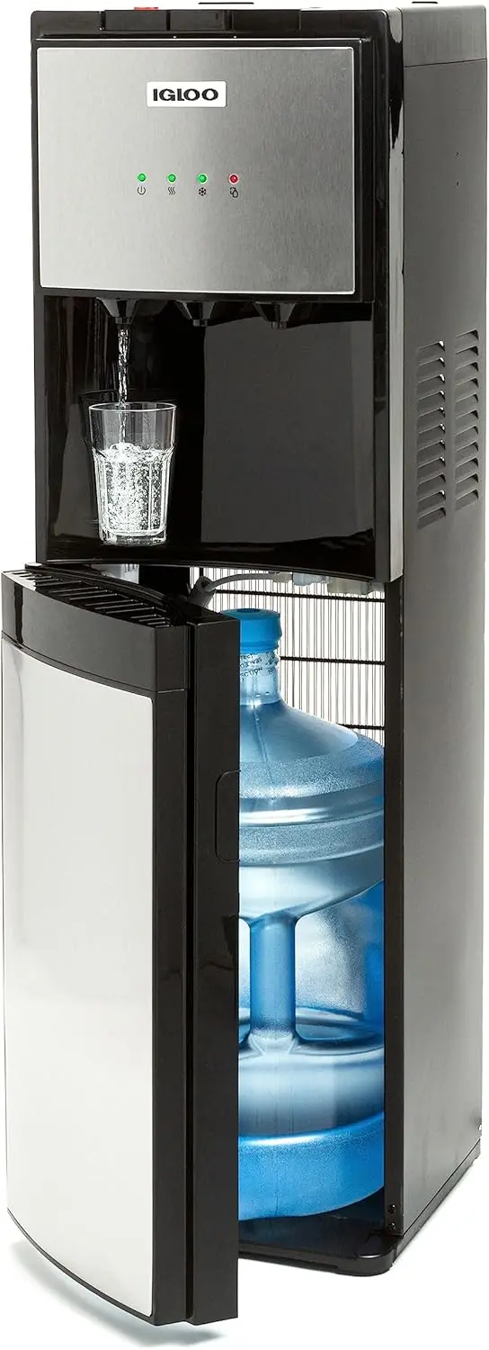 Igloo Sleek Black & Stainless Steel Top-Load Hot and Cold Water Dispenser