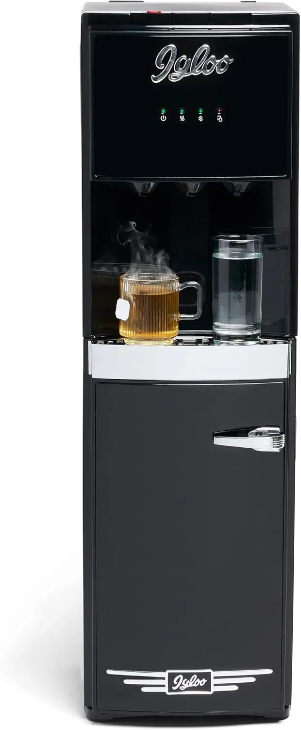 Igloo Sleek Black & Stainless Steel Top-Load Hot and Cold Water Dispenser