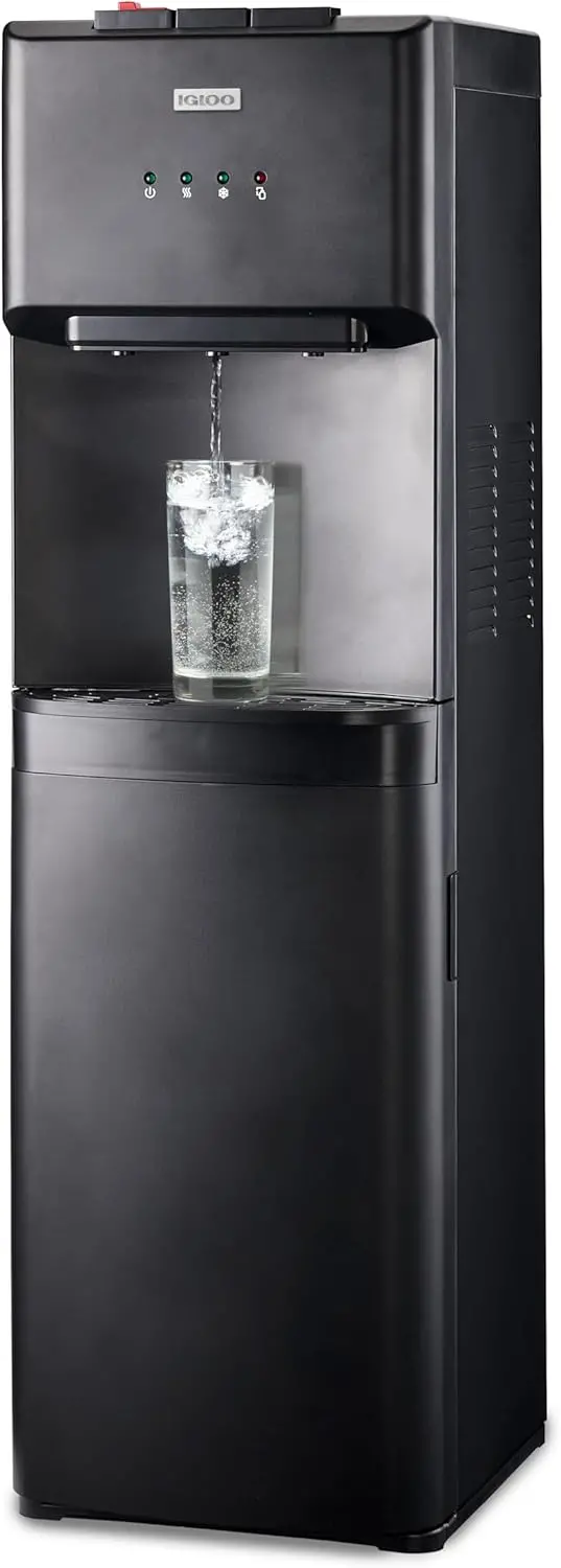 Igloo Sleek Black & Stainless Steel Top-Load Hot and Cold Water Dispenser