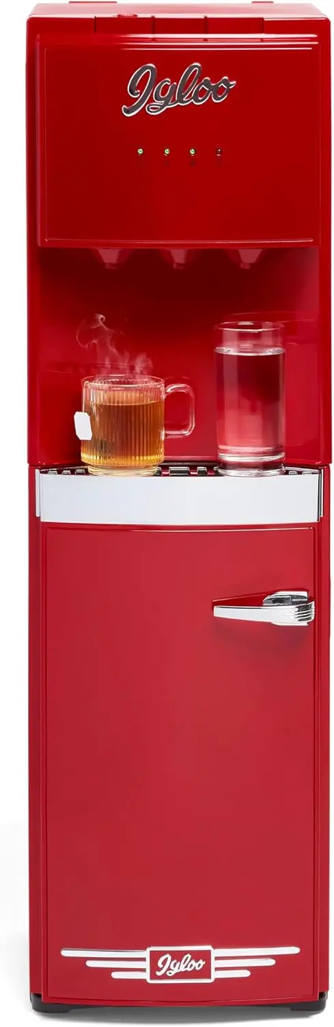 Igloo Sleek Black & Stainless Steel Top-Load Hot and Cold Water Dispenser