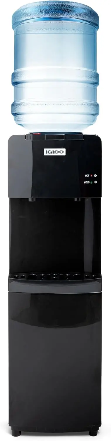 Igloo Sleek Black & Stainless Steel Top-Load Hot and Cold Water Dispenser