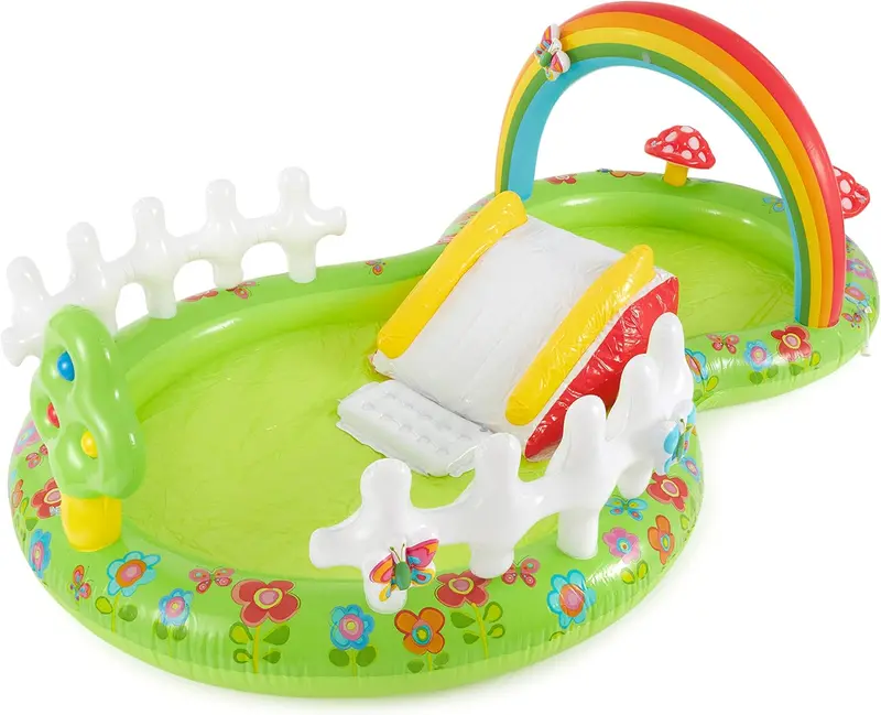 Intex Jungle Adventure Inflatable Water Play Center – Oversized Backyard Splash Pool with Slide & Spray Features (96" x 78" x 28")