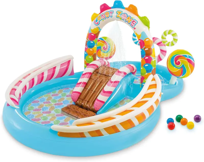 Intex Jungle Adventure Inflatable Water Play Center – Oversized Backyard Splash Pool with Slide & Spray Features (96" x 78" x 28")