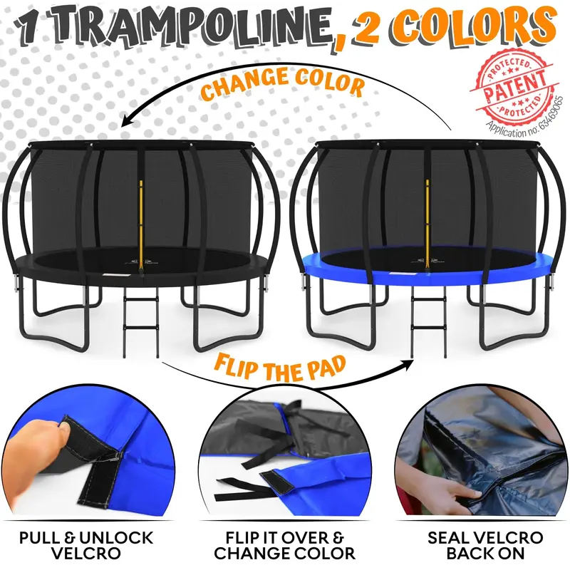JUMPZYLLA 8-Foot Enclosed Backyard Trampoline – Safe, Spring-Free Bouncing Solution for Kids