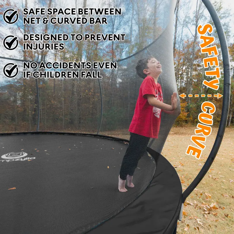 JUMPZYLLA 8-Foot Enclosed Outdoor Trampoline for Kids