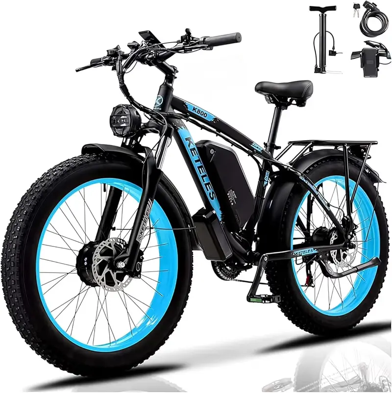 KETELES 4000W Dual-Motor Fat-Tire E-MTB – 26" All-Terrain Electric Mountain Bike, UL 2849 Certified, 48V 23Ah Removable Battery