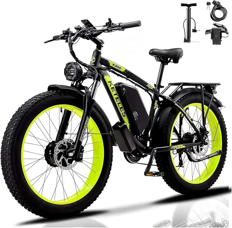 KETELES 4000W Dual-Motor Fat-Tire E-MTB – 26" All-Terrain Electric Mountain Bike, UL 2849 Certified, 48V 23Ah Removable Battery