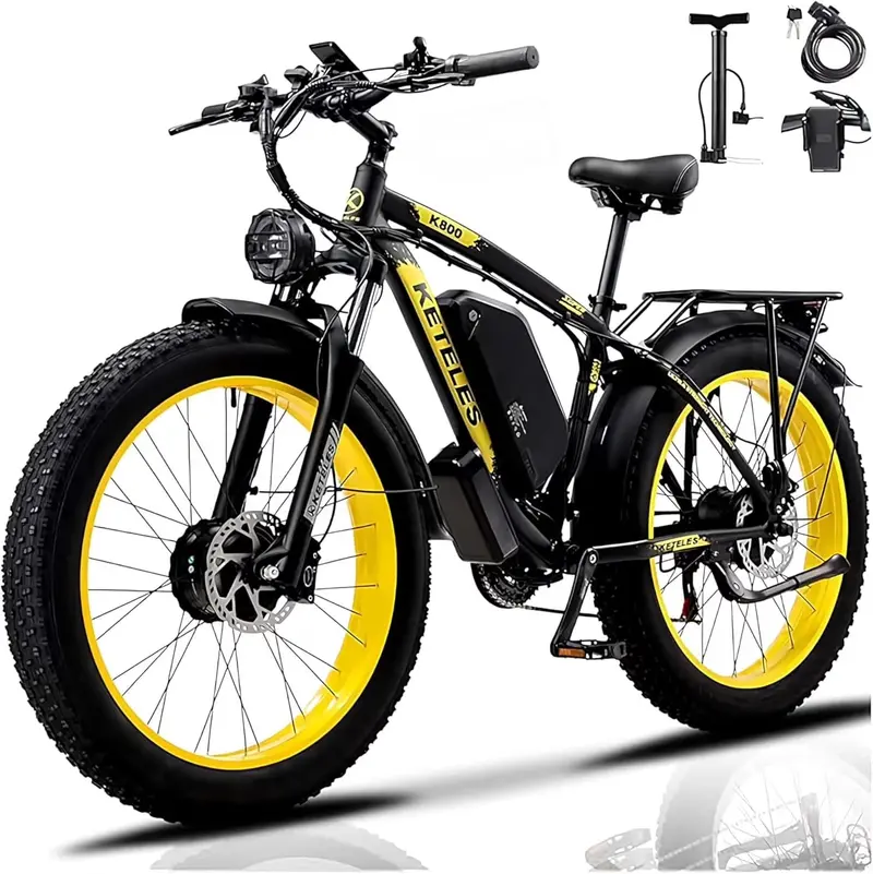 KETELES 4000W Dual-Motor Fat-Tire E-MTB – 26" All-Terrain Electric Mountain Bike, UL 2849 Certified, 48V 23Ah Removable Battery