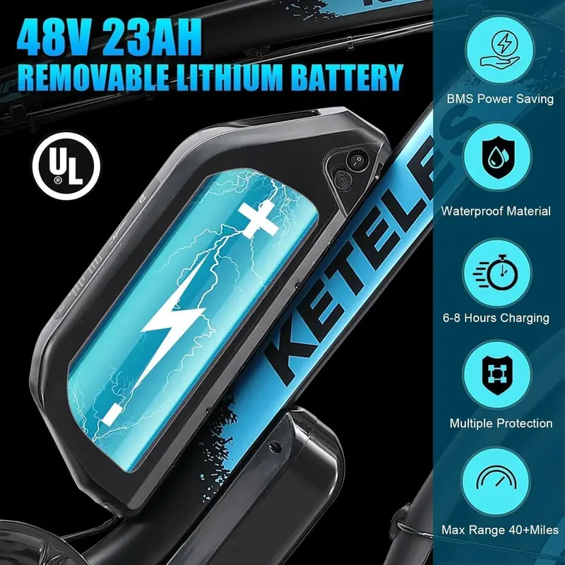KETELES 4000W Dual-Motor Fat-Tire E-MTB – 26" All-Terrain Electric Mountain Bike, UL 2849 Certified, 48V 23Ah Removable Battery