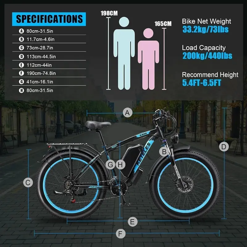 KETELES 4000W Dual-Motor Fat-Tire E-MTB – 26" All-Terrain Electric Mountain Bike, UL 2849 Certified, 48V 23Ah Removable Battery