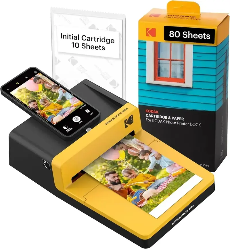 KODAK Dock ERA Plus Instant Photo Printer – 4×6 Thermal Printer with Enhanced 4PASS Image Technology