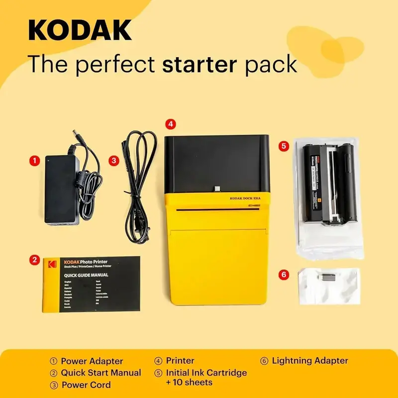 KODAK Dock ERA Plus Instant Photo Printer – 4×6 Thermal Printer with Enhanced 4PASS Image Technology