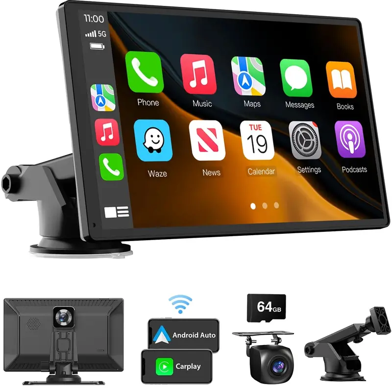 Laviay Wireless CarPlay Head Unit – 4K Dash Cam Integrated Infotainment System for Modern Vehicles