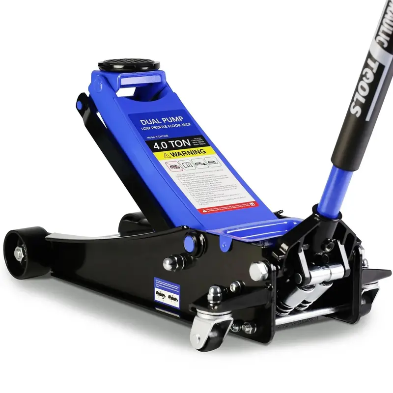 Low-Profile Floor Jack – 4-Ton Heavy-Duty Trolley Lift with Dual-Piston Pump (4"–21" Lift Range, 8000 lbs Capacity)