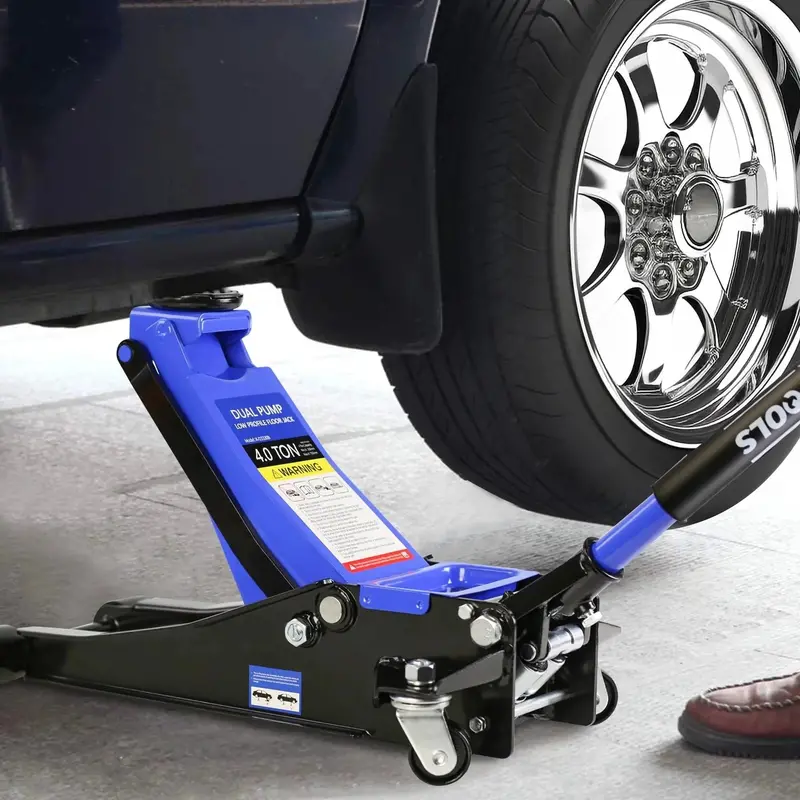 Low-Profile Floor Jack – 4-Ton Heavy-Duty Trolley Lift with Dual-Piston Pump (4"–21" Lift Range, 8000 lbs Capacity)