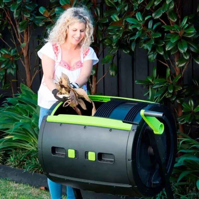 Maze 65-Gallon Dual-Bin Compost Tumbler – Wheeled Design for Effortless Rotation & Transport