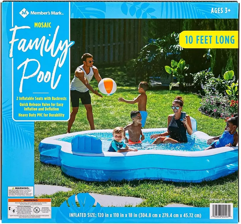 Member's Mark 10-Foot Inflatable Family Pool – Spacious Dual-Seat Design for Comfortable Outdoor Relaxation