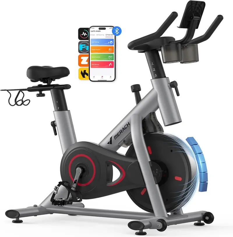 MERACH Quiet Magnetic Resistance Smart Exercise Bike – Indoor Cycling with Real-Time App Sync