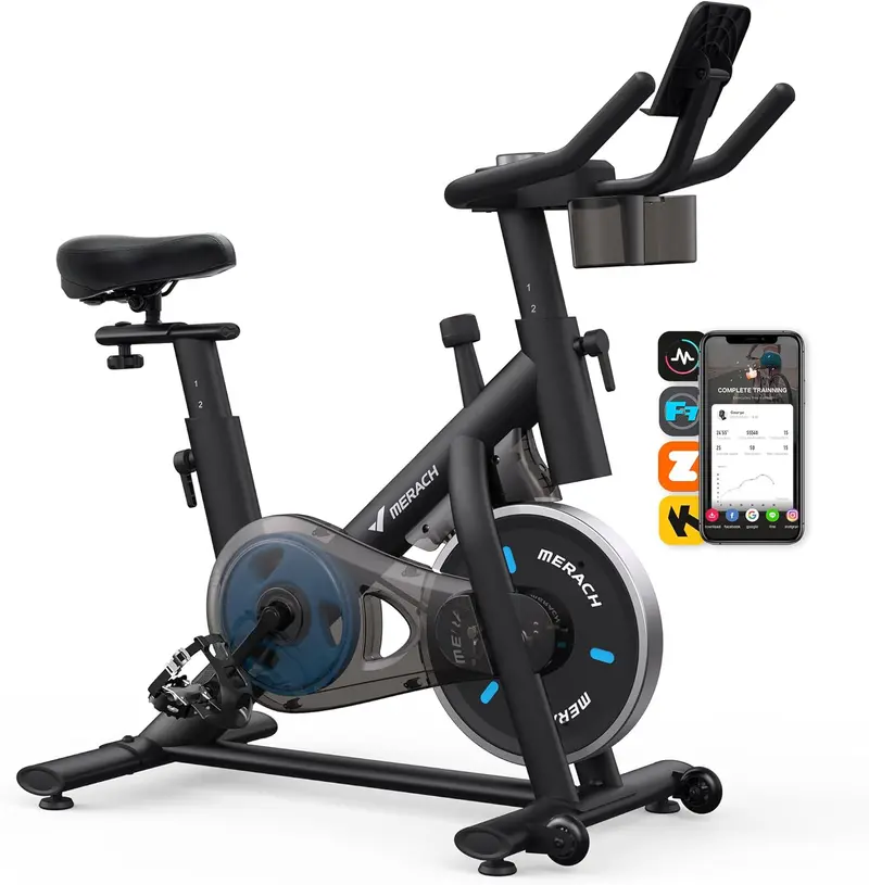MERACH Quiet Magnetic Resistance Smart Exercise Bike – Indoor Cycling with Real-Time App Sync