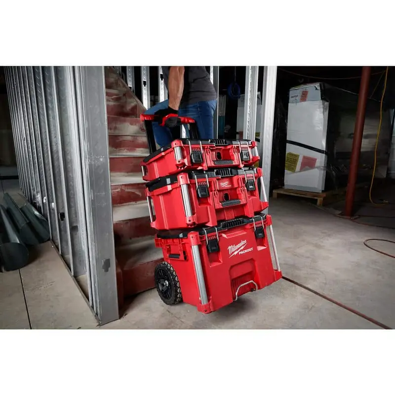 Milwaukee PACKOUT 22-Inch Rolling Tool Cart – Modular Storage System with Large + Medium Boxes