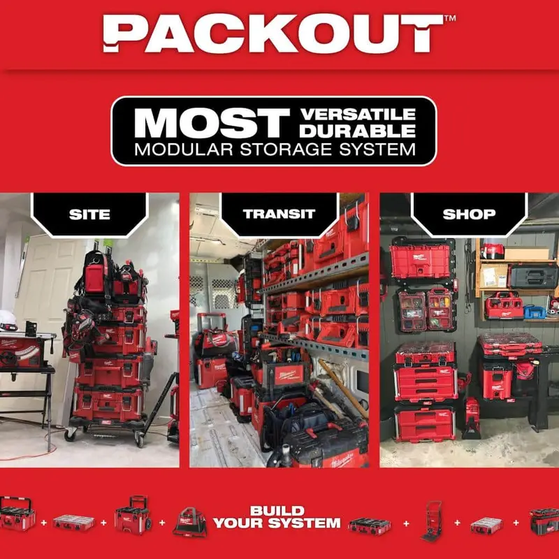 Milwaukee PACKOUT 22-Inch Rolling Tool Cart – Modular Storage System with Large + Medium Boxes